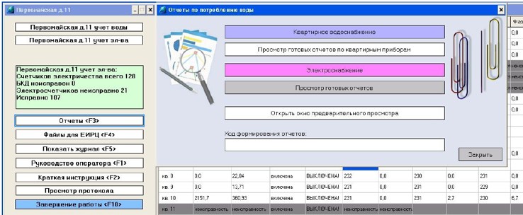 Пример отображения информации на АРМ оператора